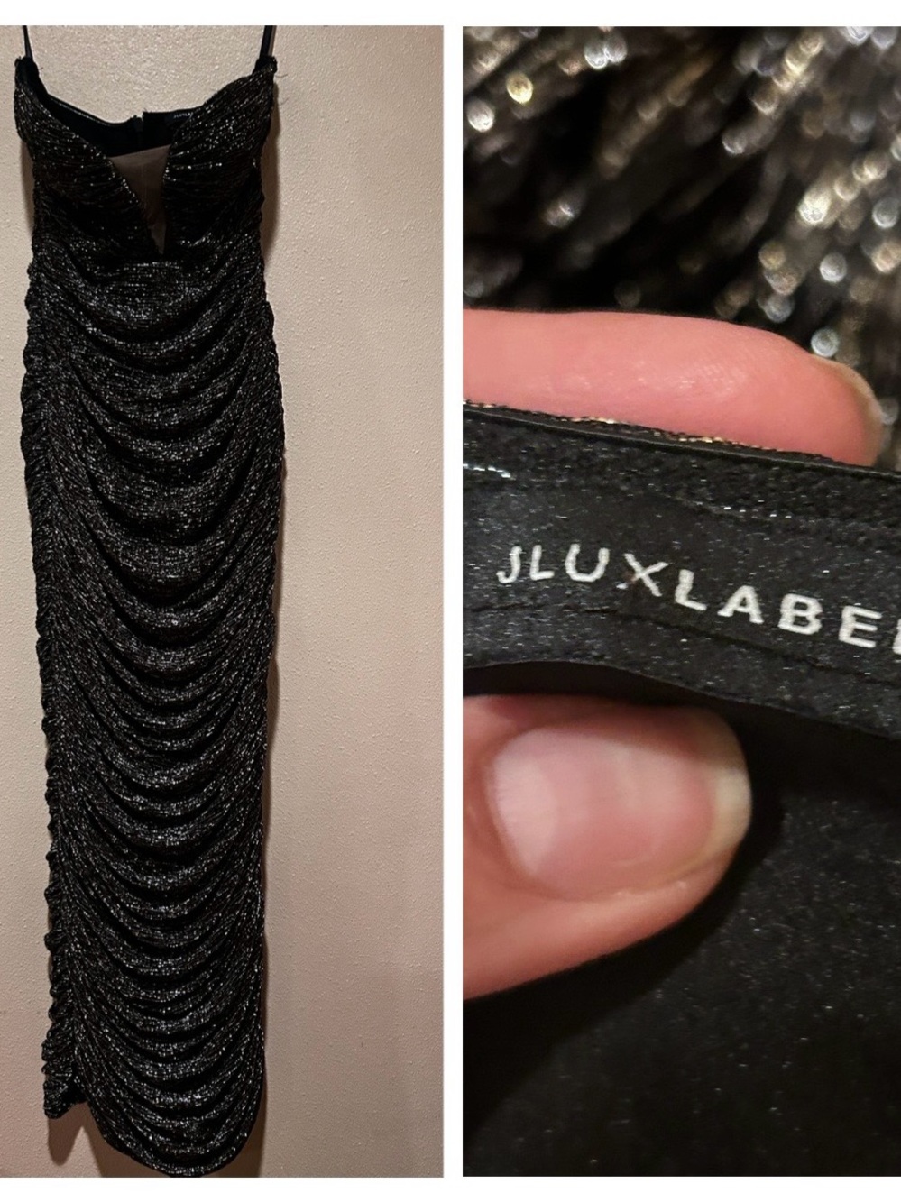 JLUXLABEL BLACK/GOLD METALLIC MESH MAXI DRESS - Size:LARGE - Picture 3 of 6